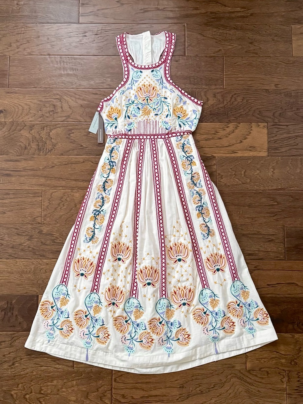 NWT By Anthropologie Embroidered
Back-Cutout Midi Dress Size 6 Petite